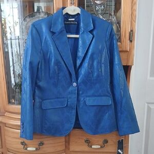 Pamela McCoy Vibrant Blue Textured Blazer
